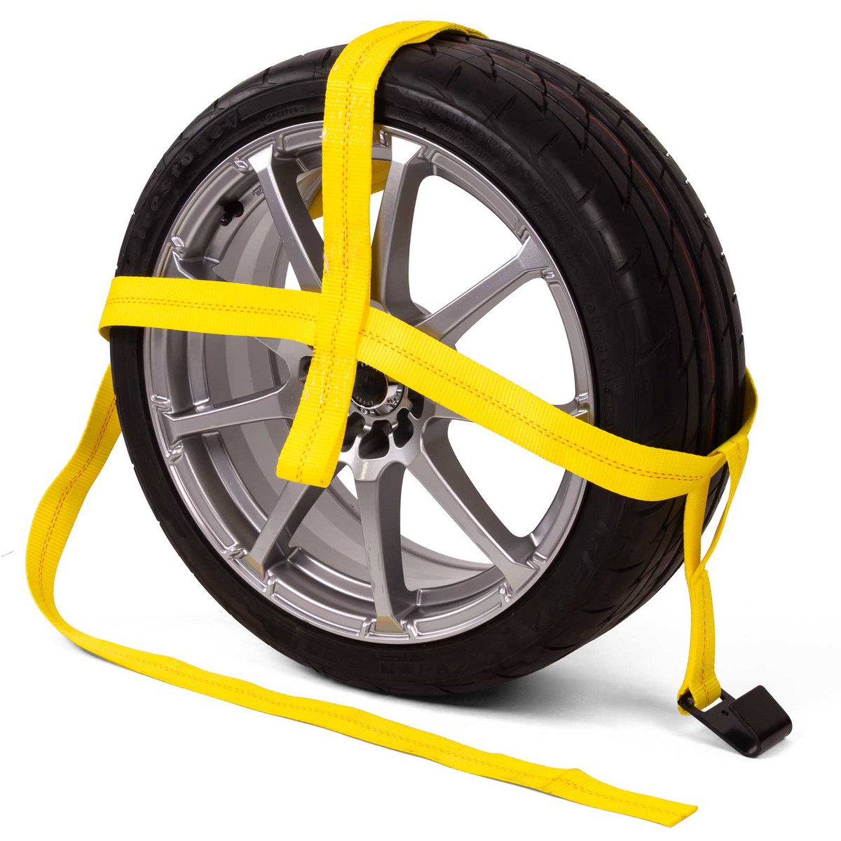 Yellow Adjustable Tow Dolly Strap with 2" Top Strap and Flat Hook