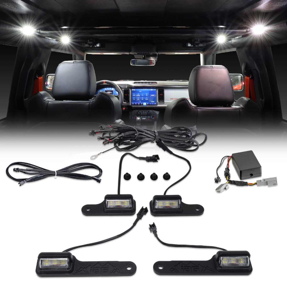 IAG Off-Road 4-Piece Interior LED Dome Light Kit V2 with Harness (Bronco 2021+)