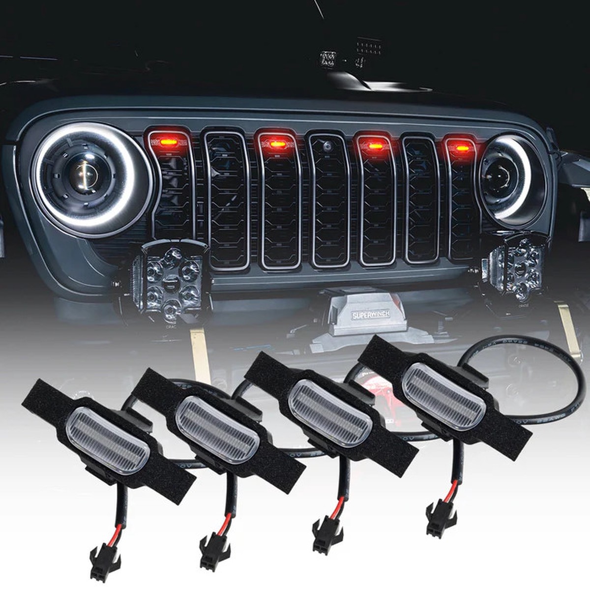 Oracle Lighting Pre-Runner Style LED Grill Light Kit | Amber with Clear Lens (Wrangler JL & Gladiator JT 2024+)