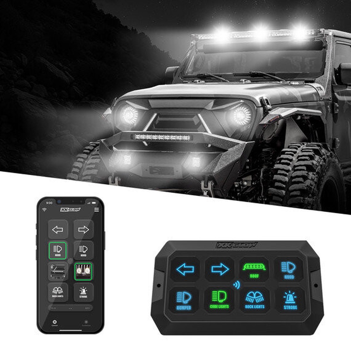 XK Glow XKommand Off Road Switch Panel with Bluetooth Controlled App