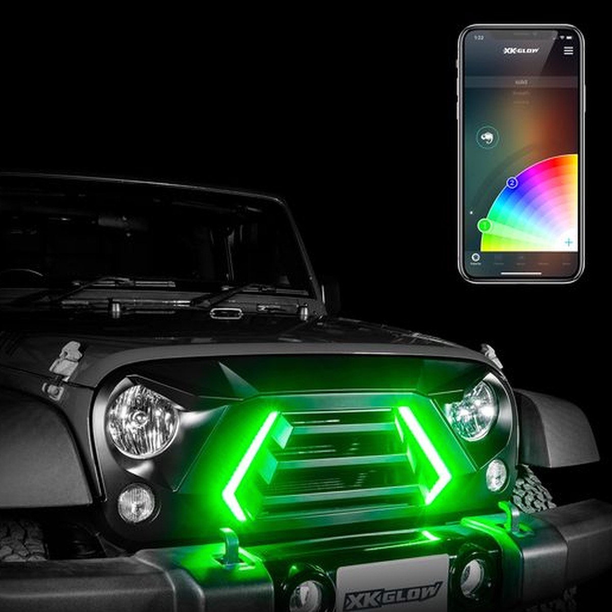 XK Glow XKChrome LED Grille Kit | Dual Zone Controller (Wrangler JK 2007-2018)